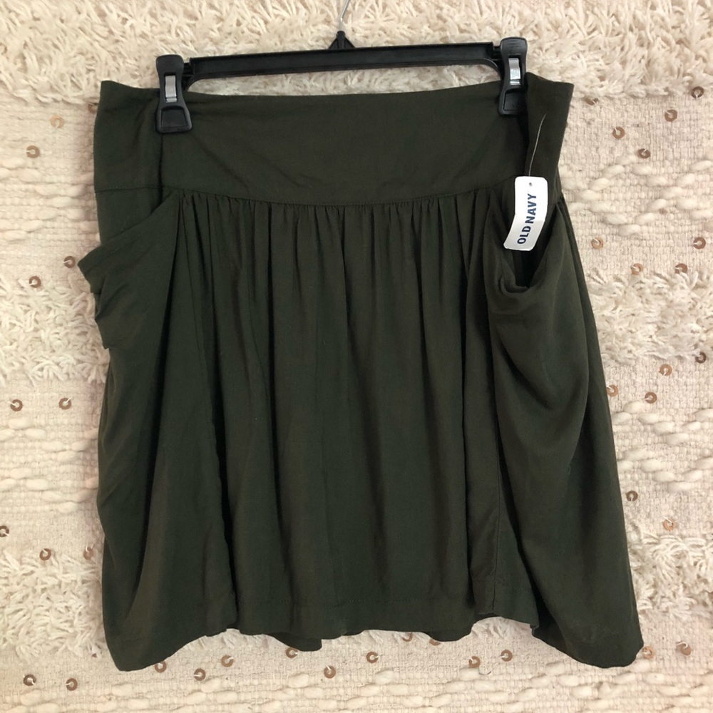 Olive green mini skirt